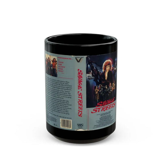 SAVAGE STREETS (VHS COVER) - Black Coffee Mug-15oz-Go Mug Yourself