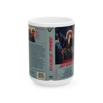 SAVAGE STREETS (VHS COVER) - White Coffee Mug-15oz-Go Mug Yourself