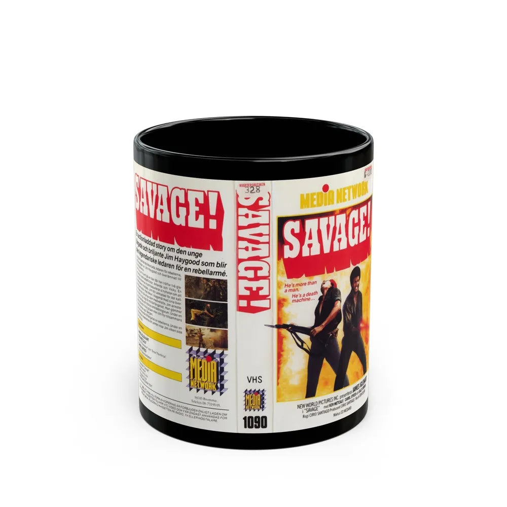 SAVAGE (VHS COVER) - Black Coffee Mug-11oz-Go Mug Yourself