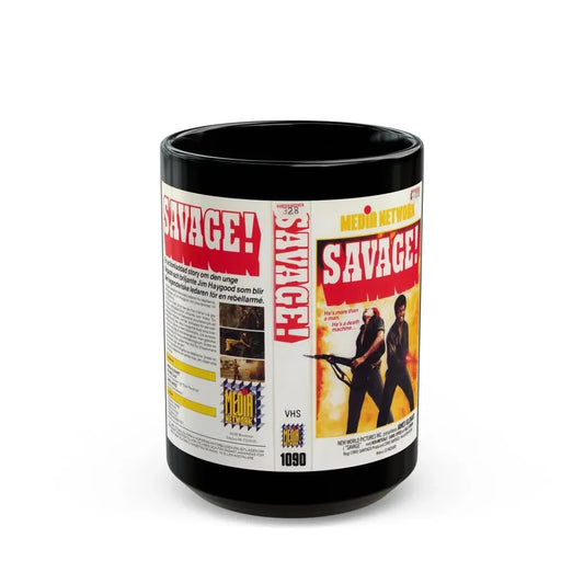 SAVAGE (VHS COVER) - Black Coffee Mug 15oz - Go Mug Yourself
