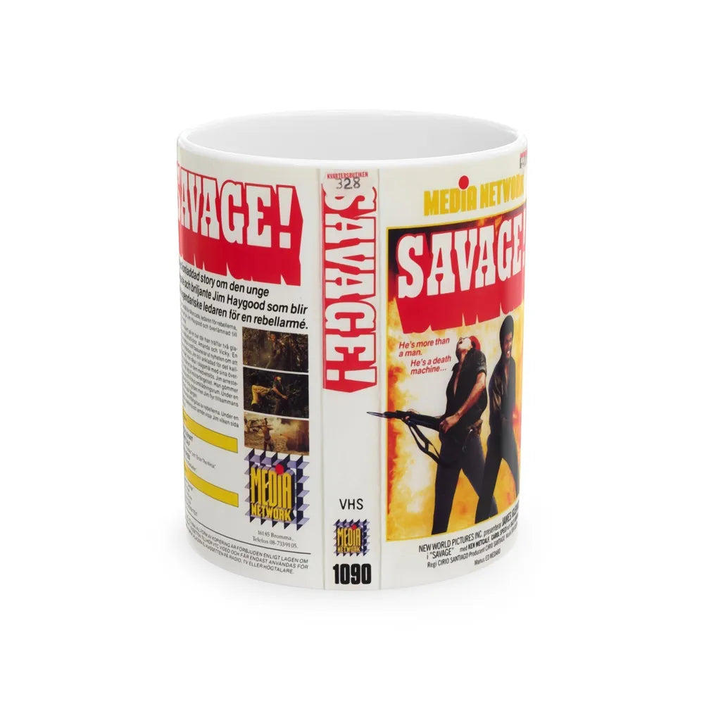 SAVAGE (VHS COVER) - White Coffee Mug-11oz-Go Mug Yourself