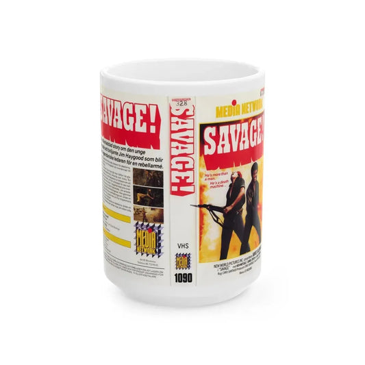 SAVAGE (VHS COVER) - White Coffee Mug 15oz - Go Mug Yourself