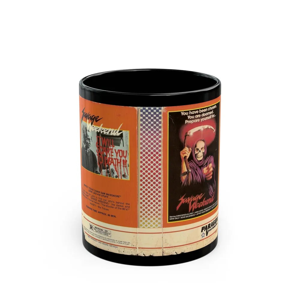 SAVAGE WEEKEND (VHS COVER) - Black Coffee Mug-11oz-Go Mug Yourself