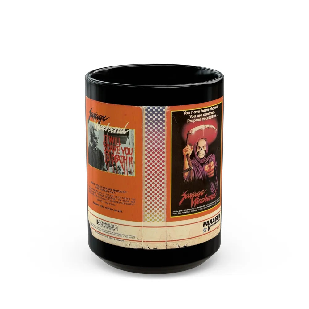 SAVAGE WEEKEND (VHS COVER) - Black Coffee Mug-15oz-Go Mug Yourself