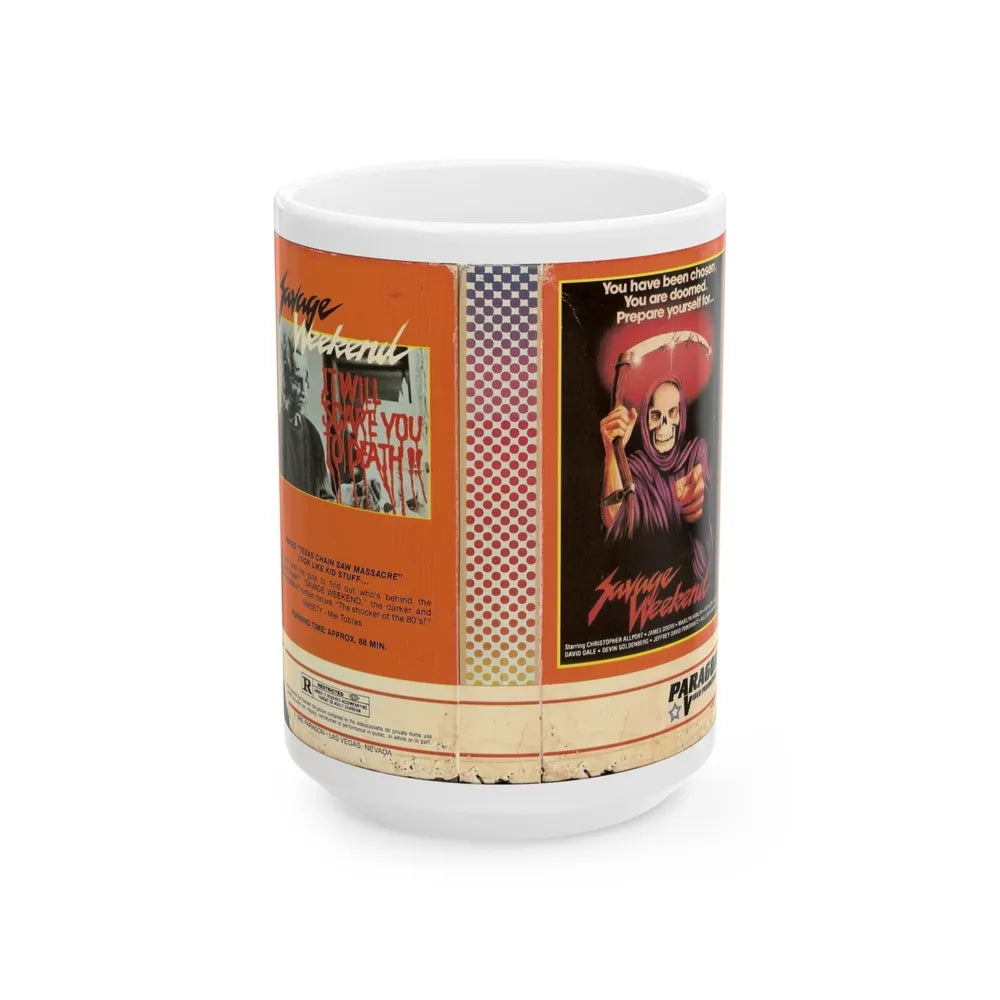 SAVAGE WEEKEND (VHS COVER) - White Coffee Mug-15oz-Go Mug Yourself