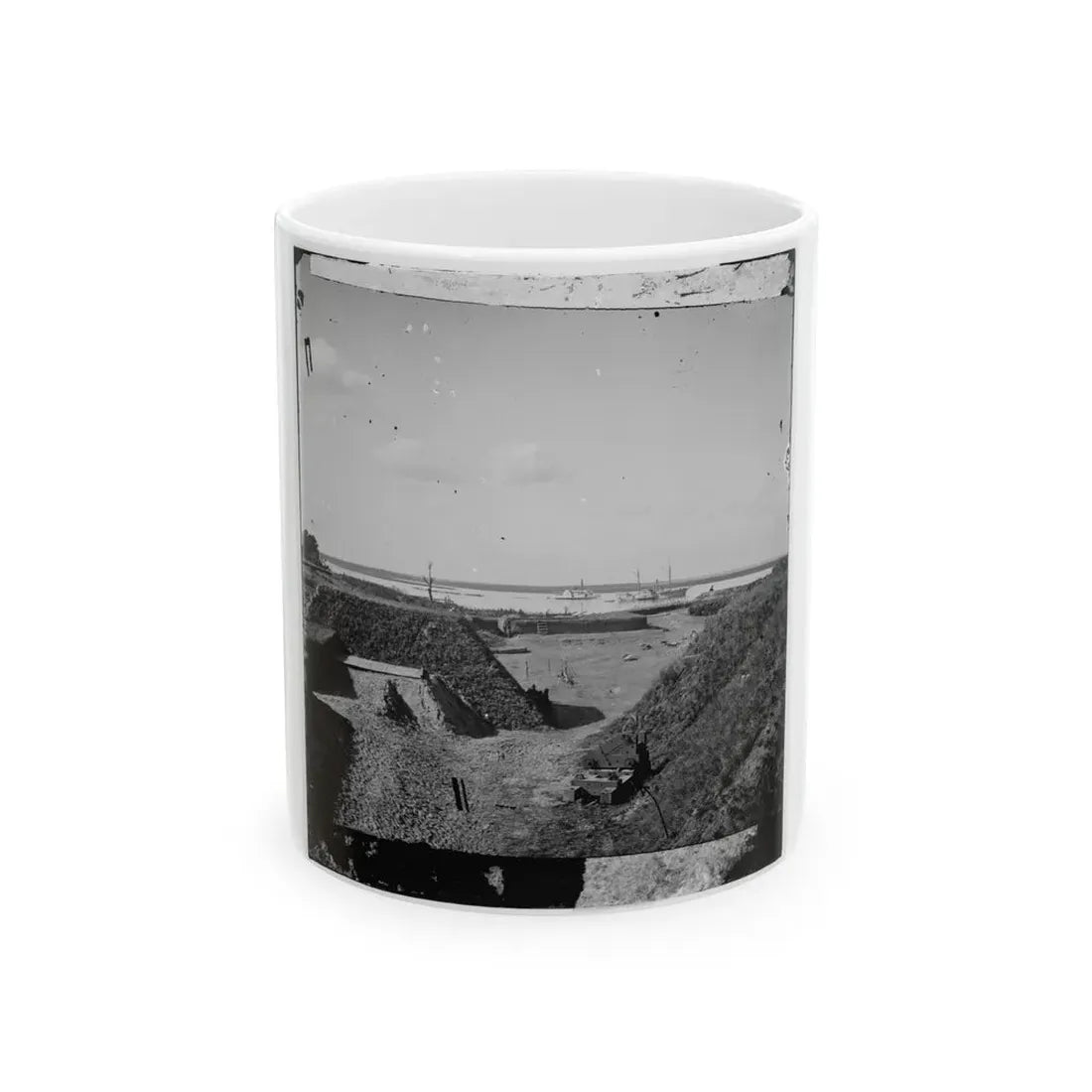 Savannah, Ga., Vicinity. Interior View Of Fort Mcallister, 14 Miles South Of The City; The Ogeechee River Beyond (U.S. Civil War) White Coffee Mug 11oz - Go Mug Yourself