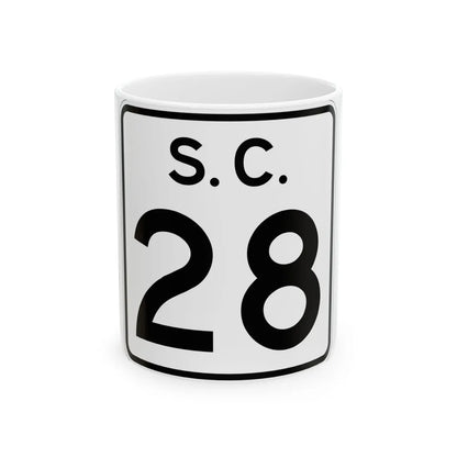 SC-28 (South Carolina) (Road Sign) White Coffee Mug 11oz - Go Mug Yourself