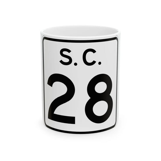 SC-28 (South Carolina) (Road Sign) White Coffee Mug 11oz - Go Mug Yourself