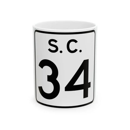 SC-34 (South Carolina) (Road Sign) White Coffee Mug 11oz - Go Mug Yourself