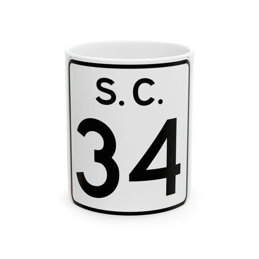 SC-34 (South Carolina) (Road Sign) White Coffee Mug 11oz - Go Mug Yourself