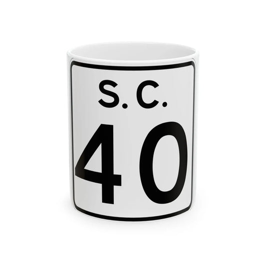 SC-40 (South Carolina) (Road Sign) White Coffee Mug 11oz - Go Mug Yourself