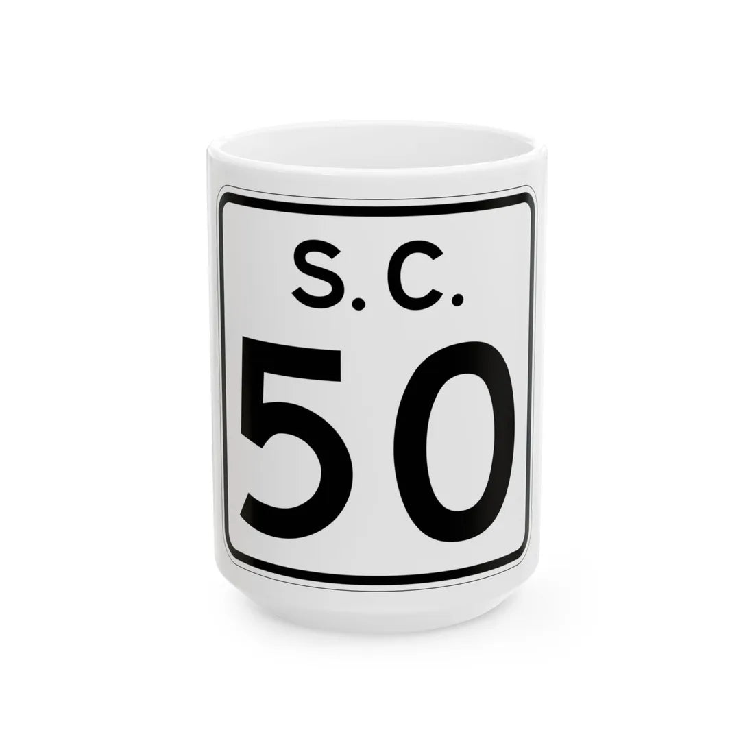 SC-50 (South Carolina) (Road Sign) White Coffee Mug 15oz - Go Mug Yourself