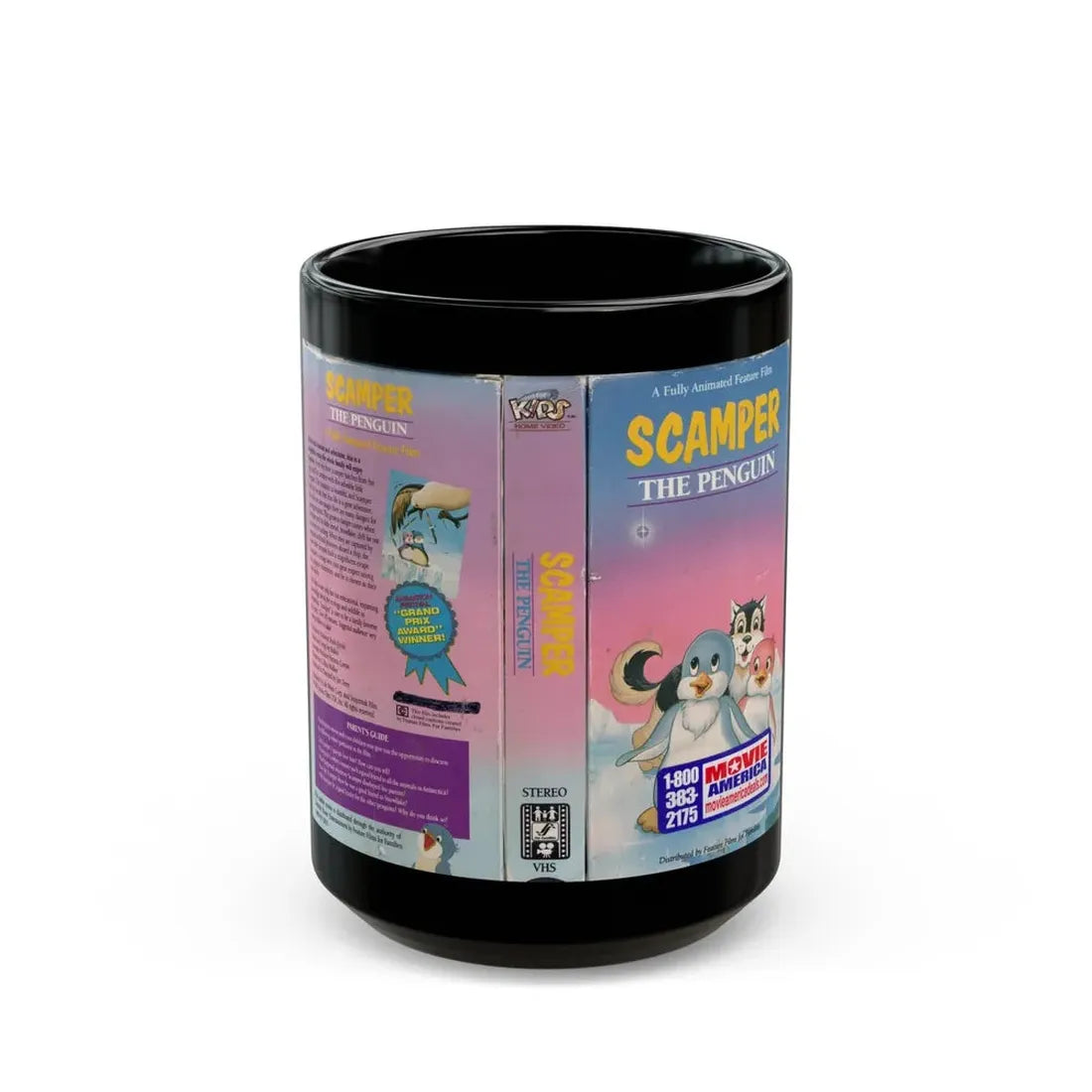 SCAMPER THE PENQUIN (VHS COVER) - Black Coffee Mug 15oz - Go Mug Yourself