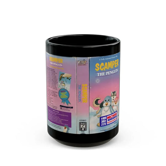 SCAMPER THE PENQUIN (VHS COVER) - Black Coffee Mug 15oz - Go Mug Yourself
