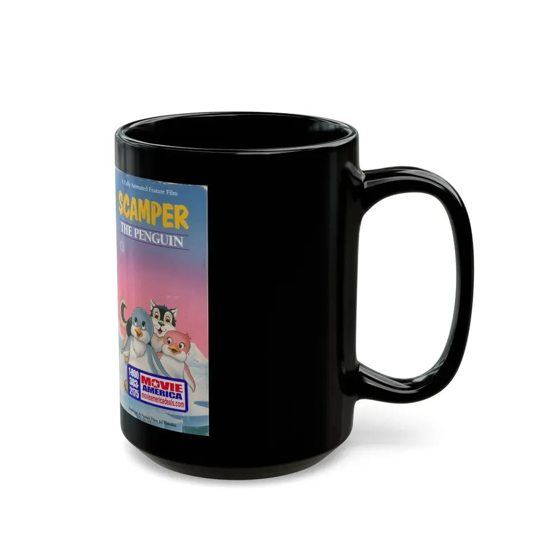 SCAMPER THE PENQUIN (VHS COVER) - Black Coffee Mug - Go Mug Yourself