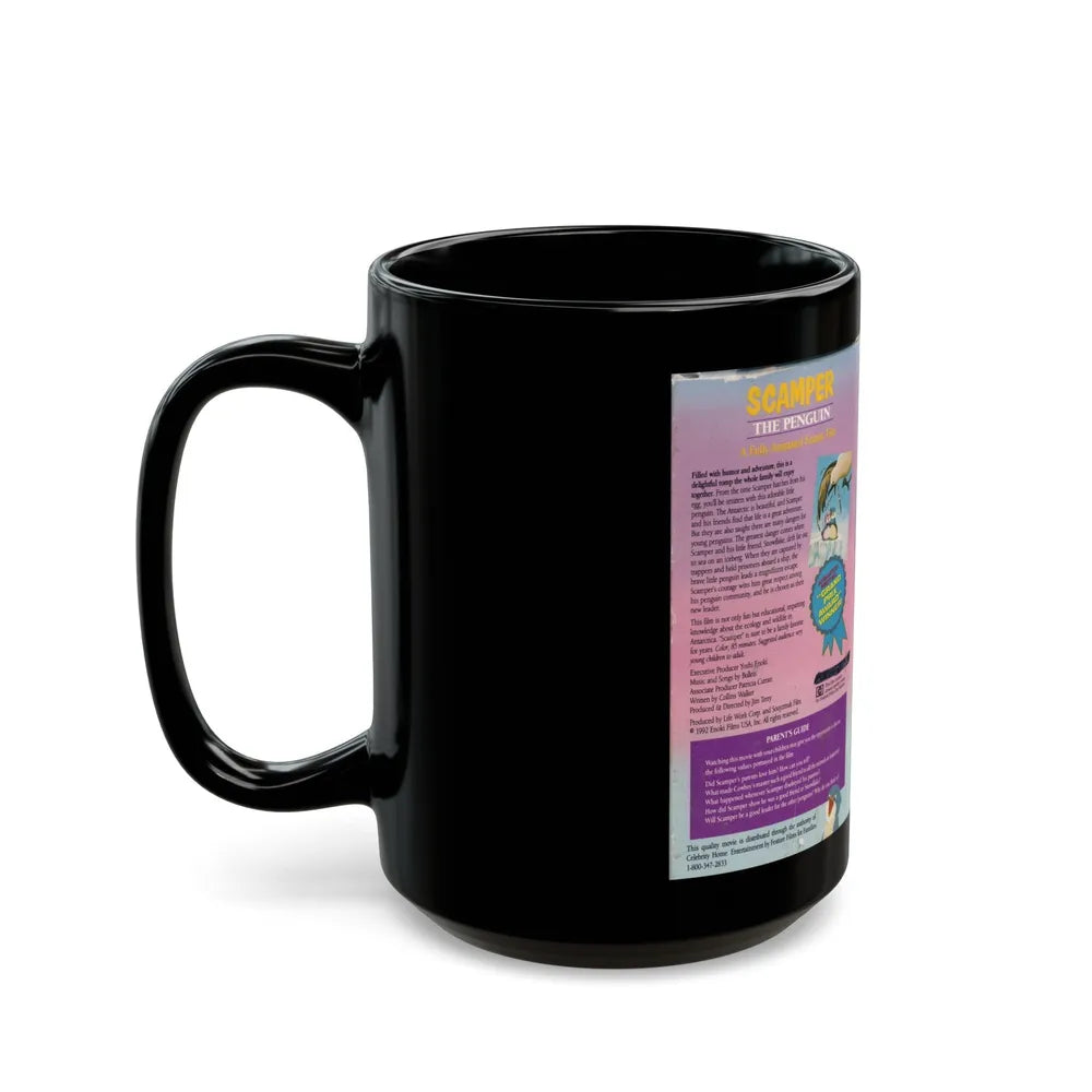 SCAMPER THE PENQUIN (VHS COVER) - Black Coffee Mug-Go Mug Yourself