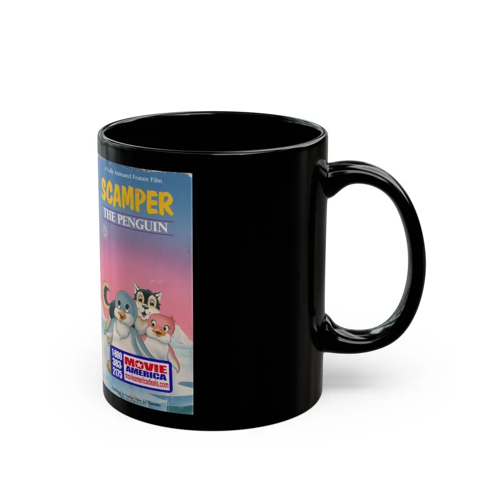 SCAMPER THE PENQUIN (VHS COVER) - Black Coffee Mug-Go Mug Yourself