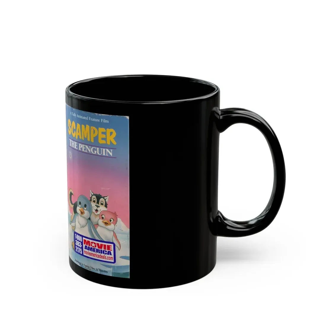 SCAMPER THE PENQUIN (VHS COVER) - Black Coffee Mug - Go Mug Yourself