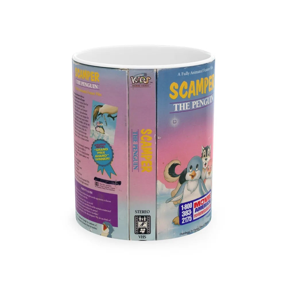 SCAMPER THE PENQUIN (VHS COVER) - White Coffee Mug-11oz-Go Mug Yourself