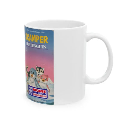 SCAMPER THE PENQUIN (VHS COVER) - White Coffee Mug - Go Mug Yourself