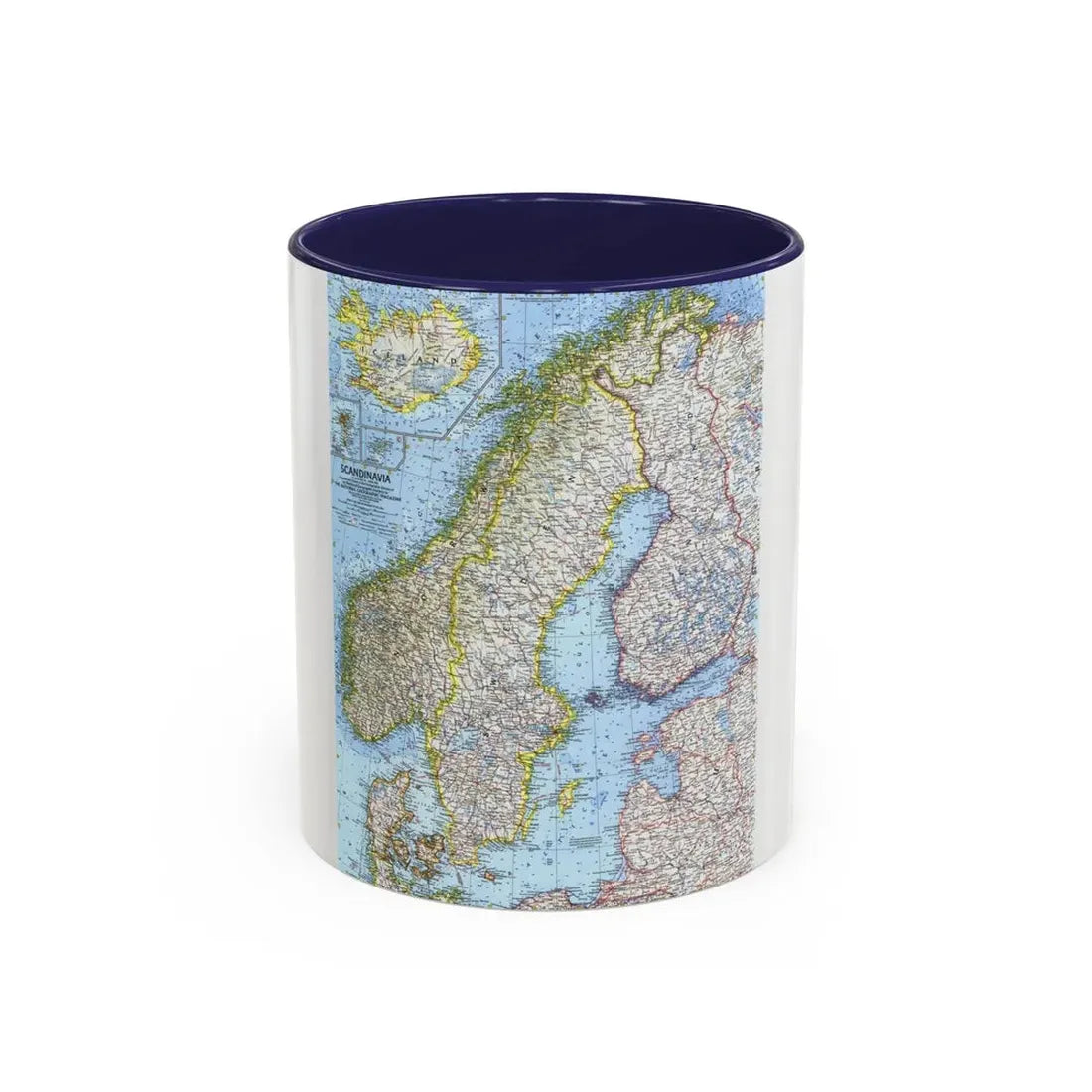 Scandinavia (1963) (Map) Accent Coffee Mug 11oz Navy - Go Mug Yourself