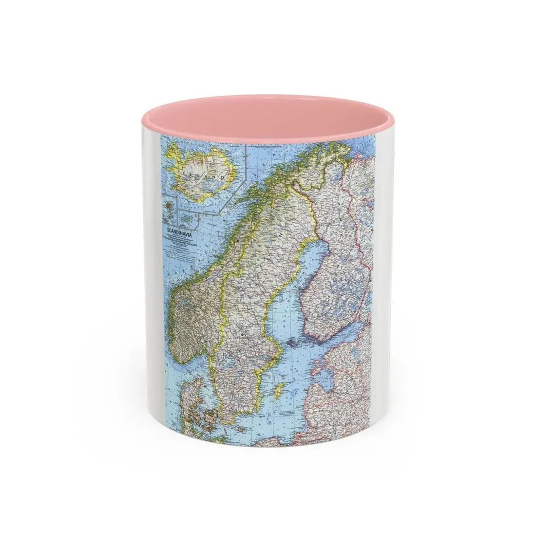 Scandinavia (1963) (Map) Accent Coffee Mug 11oz Pink - Go Mug Yourself
