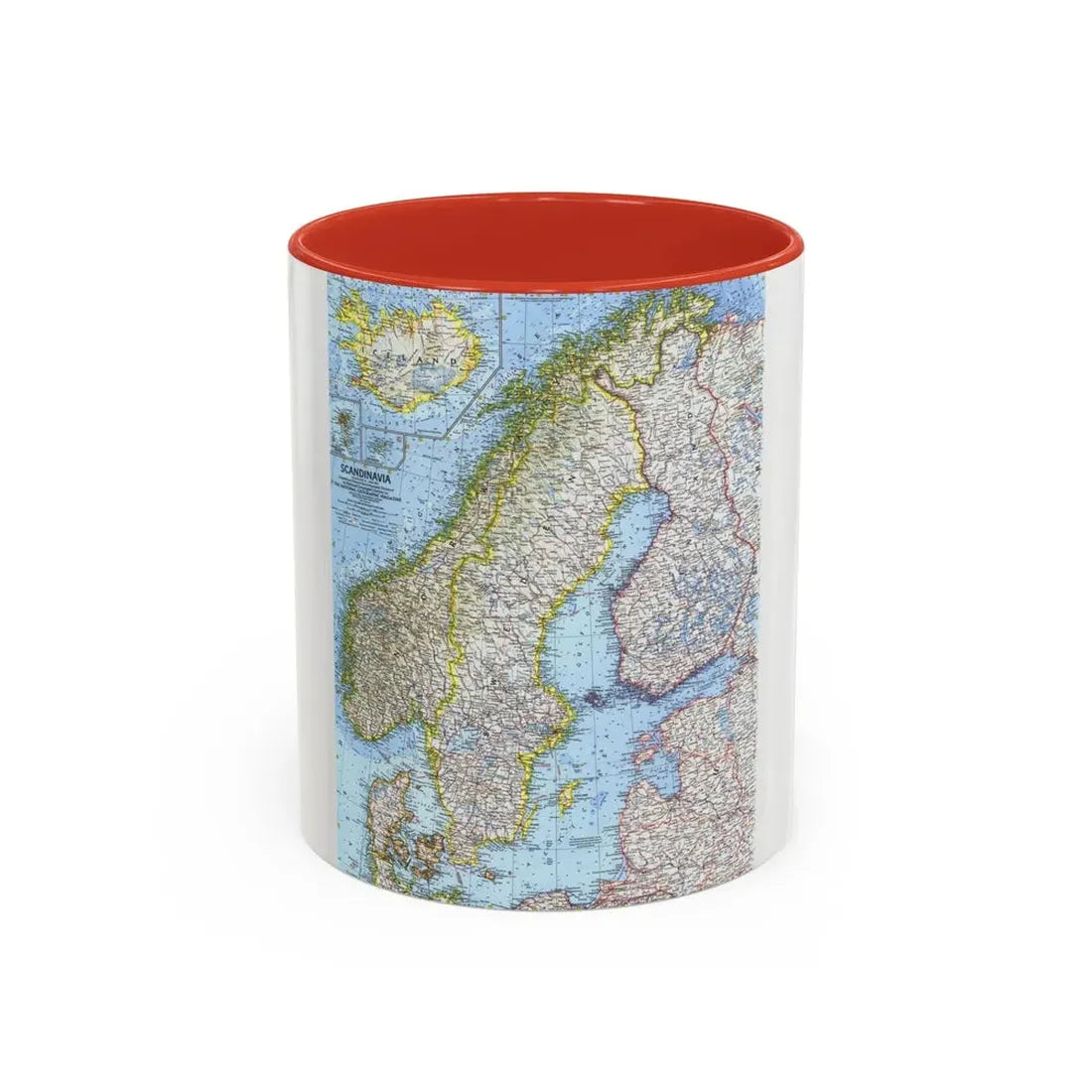 Scandinavia (1963) (Map) Accent Coffee Mug 11oz Red - Go Mug Yourself