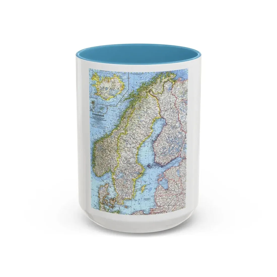 Scandinavia (1963) (Map) Accent Coffee Mug 15oz Light Blue - Go Mug Yourself