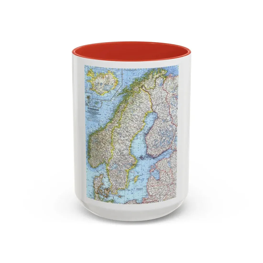 Scandinavia (1963) (Map) Accent Coffee Mug 15oz Red - Go Mug Yourself
