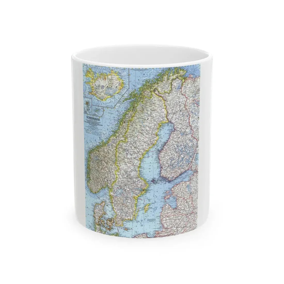 Scandinavia (1963) (Map) White Coffee Mug 11oz - Go Mug Yourself