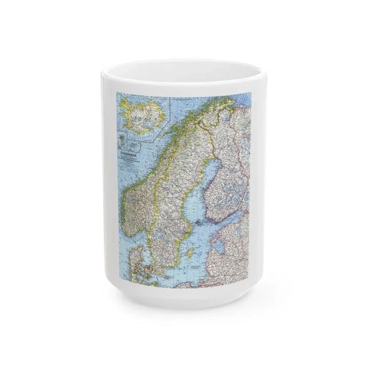 Scandinavia (1963) (Map) White Coffee Mug 15oz - Go Mug Yourself
