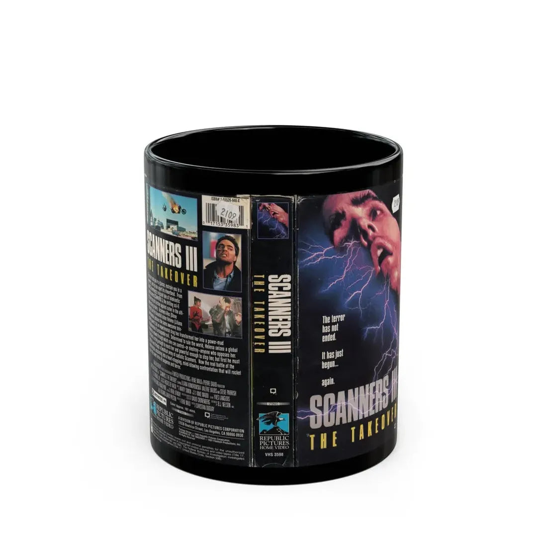 SCANNERS III THE TAKEOVER (VHS COVER) - Black Coffee Mug 11oz - Go Mug Yourself