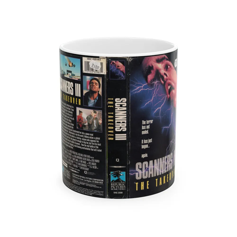 SCANNERS III THE TAKEOVER (VHS COVER) - White Coffee Mug-11oz-Go Mug Yourself