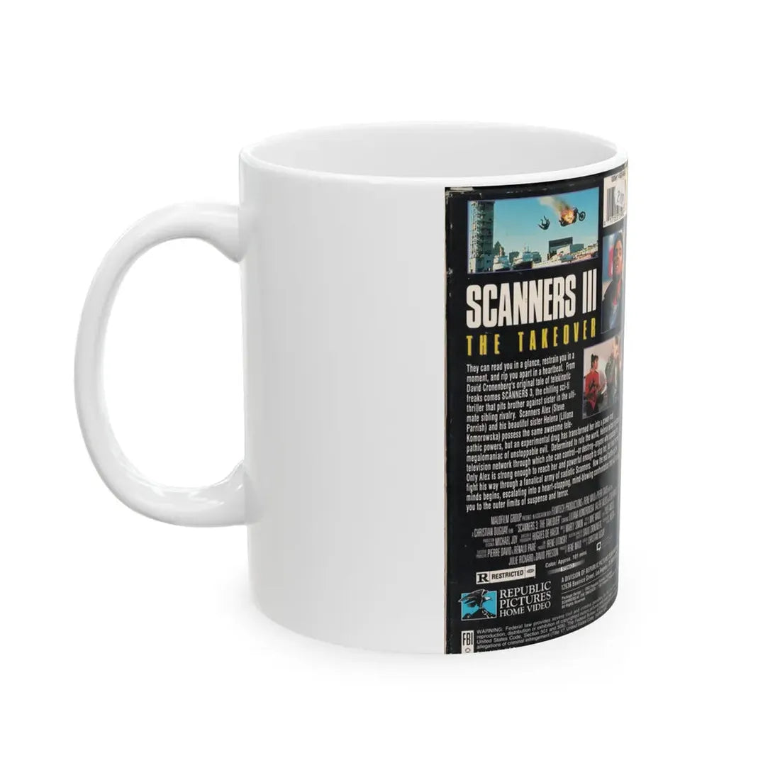 SCANNERS III THE TAKEOVER (VHS COVER) - White Coffee Mug - Go Mug Yourself