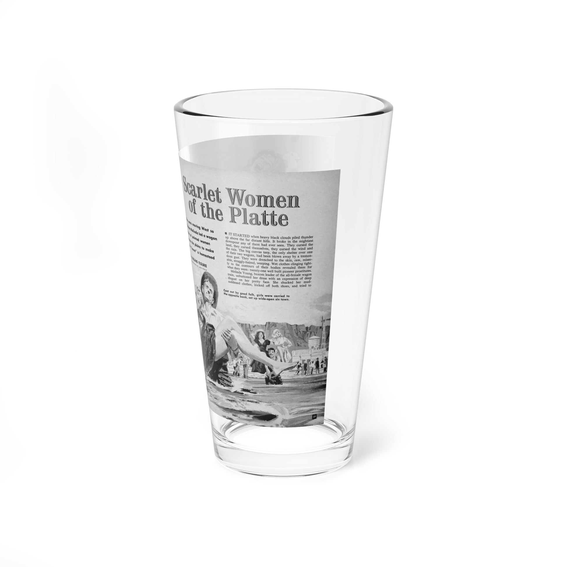 Scarlet Women of the Platte, True Adventures, December 1960 (Magazine Illustration) Pint Glass 16oz-Go Mug Yourself