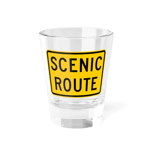 Scenic Route plate Wyoming (Wyoming) (Road Sign) Shot Glass 1.5oz 1.5oz - Go Mug Yourself