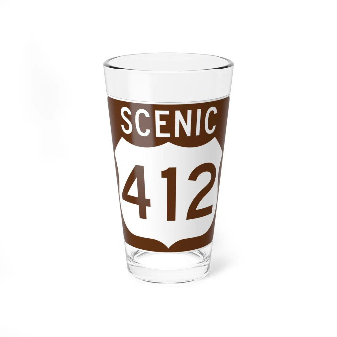 Scenic US 412 (Oklahoma) (Road Sign) Pint Glass 16oz 16oz - Go Mug Yourself