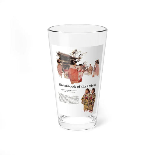 Scetchbook of the Orient (1) - Tokio, Japan, Cosmopolitan, March 1958 (Magazine Illustration) Pint Glass 16oz 16oz - Go Mug Yourself