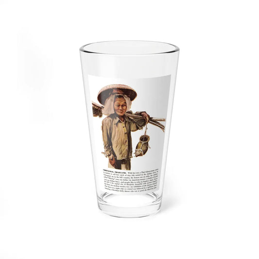 Scetchbook of the Orient (2) - Chiengmai, Thailand, Cosmopolitan, March 1958 (Magazine Illustration) Pint Glass 16oz 16oz - Go Mug Yourself