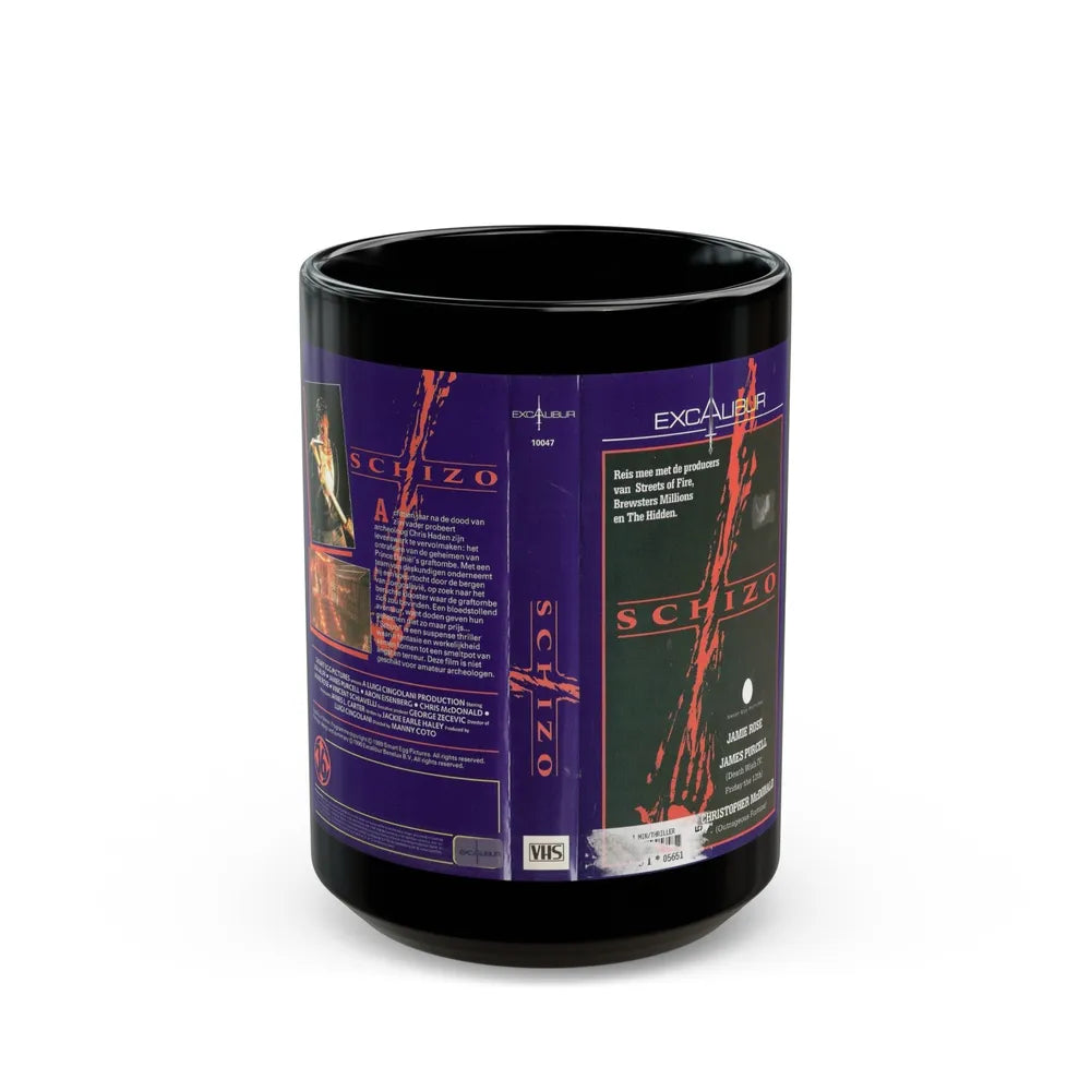 SCHIZO SXCALIBUR (VHS COVER) - Black Coffee Mug-15oz-Go Mug Yourself