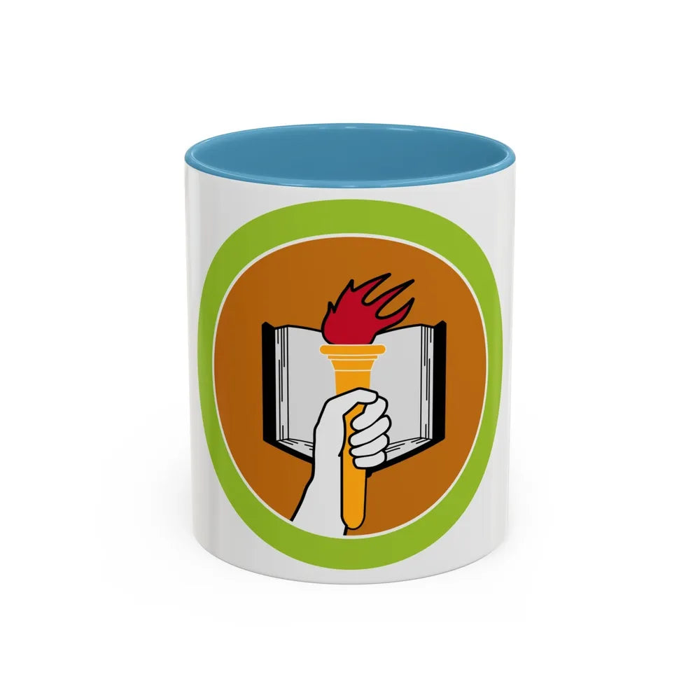 Scholarship (Boy Scout Merit Badge) Accent Coffee Mug-11oz-Light Blue-Go Mug Yourself