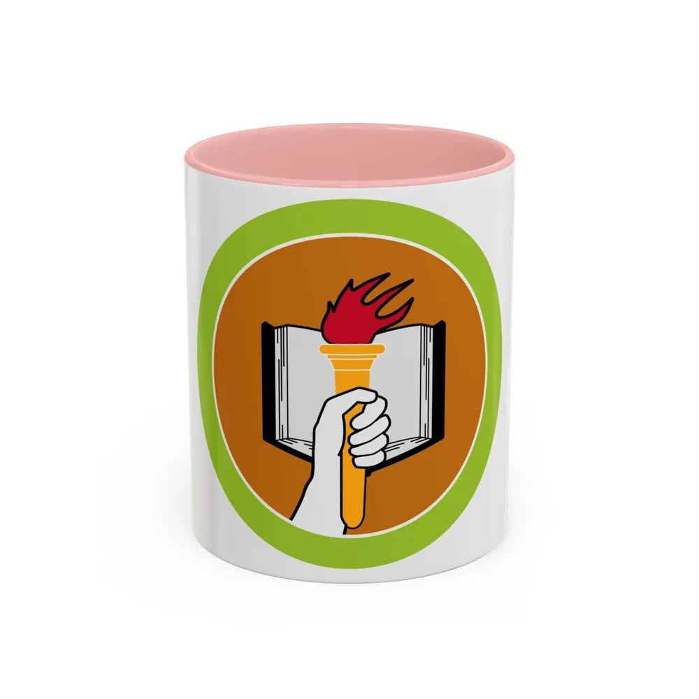 Scholarship (Boy Scout Merit Badge) Accent Coffee Mug-11oz-Pink-Go Mug Yourself