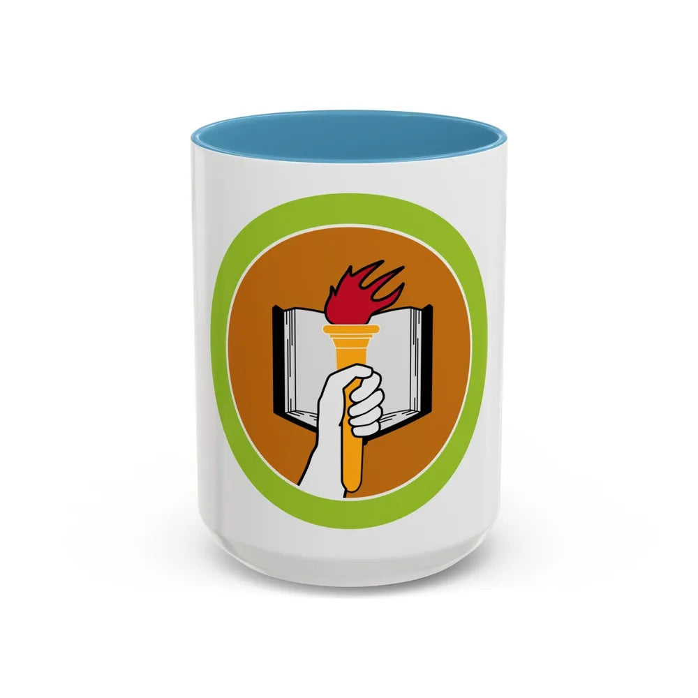 Scholarship (Boy Scout Merit Badge) Accent Coffee Mug-15oz-Light Blue-Go Mug Yourself