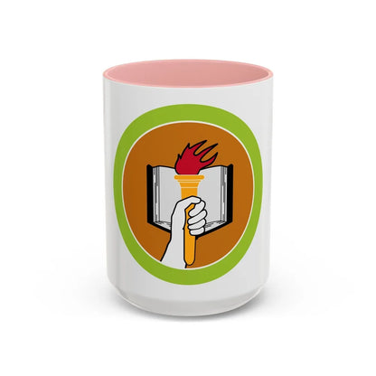 Scholarship (Boy Scout Merit Badge) Accent Coffee Mug-15oz-Pink-Go Mug Yourself