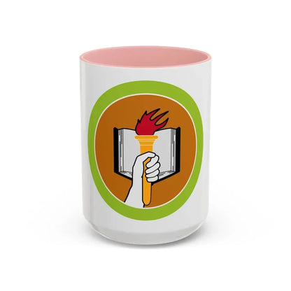 Scholarship (Boy Scout Merit Badge) Accent Coffee Mug 15oz Pink - Go Mug Yourself