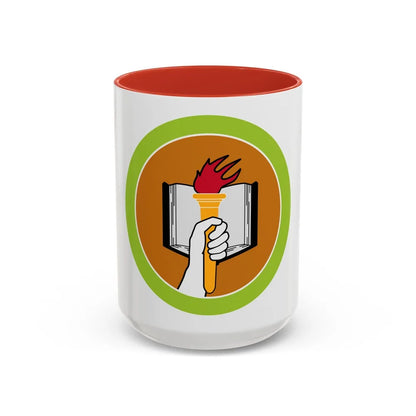 Scholarship (Boy Scout Merit Badge) Accent Coffee Mug-15oz-Red-Go Mug Yourself