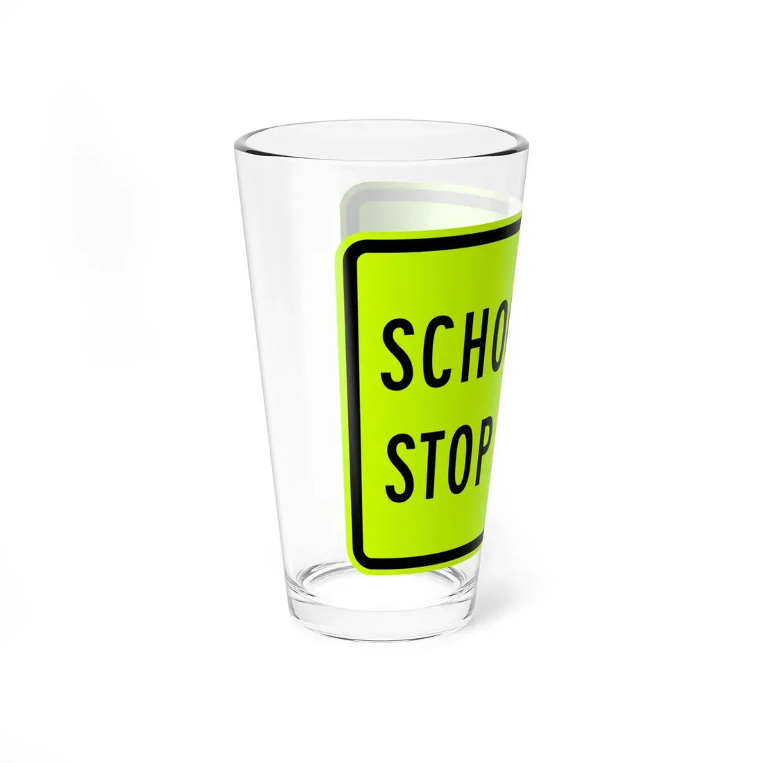 SCHOOL BUS STOP AHEAD Delaware S3-1p-DE (Delaware) (Road Sign) Pint Glass 16oz - Go Mug Yourself
