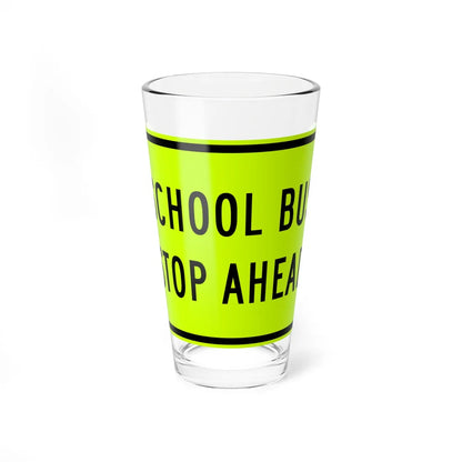 SCHOOL BUS STOP AHEAD Delaware S3-1p-DE (Delaware) (Road Sign) Pint Glss 16oz 16oz - Go Mug Yourself