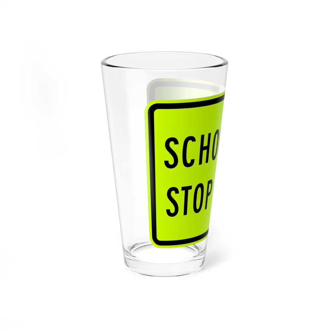 SCHOOL BUS STOP AHEAD Delaware S3-1p-DE (Delaware) (Road Sign) Pint Glss 16oz - Go Mug Yourself