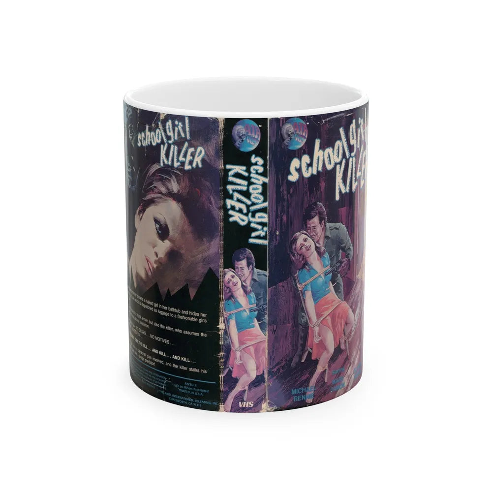 SCHOOL GIRL KILLER (VHS COVER) - White Coffee Mug-11oz-Go Mug Yourself